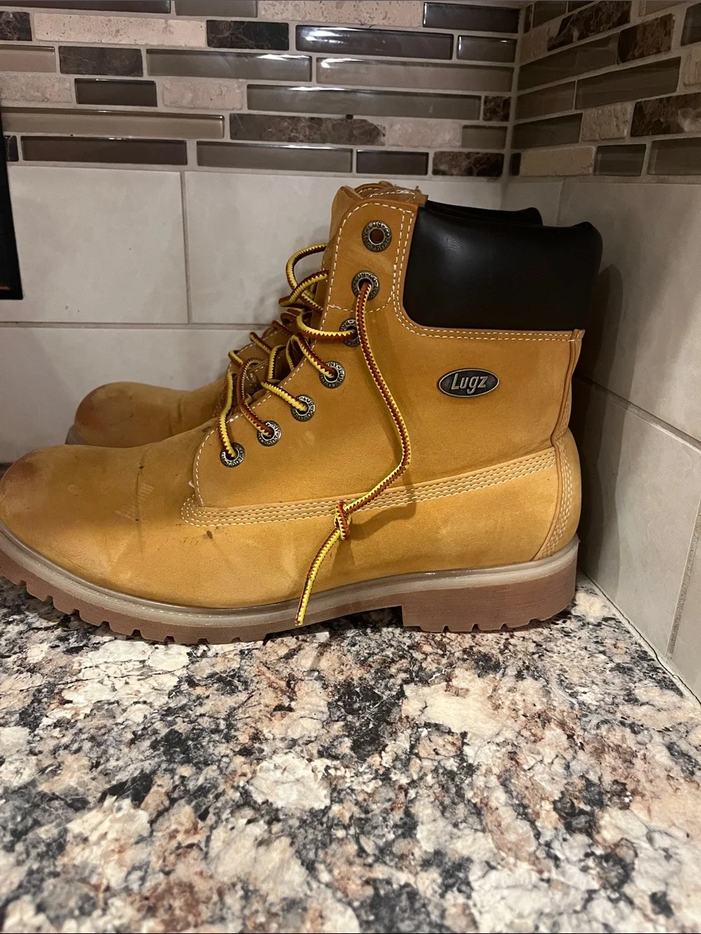 Lugz Wheat/Tan Work Boots with Padded Collar